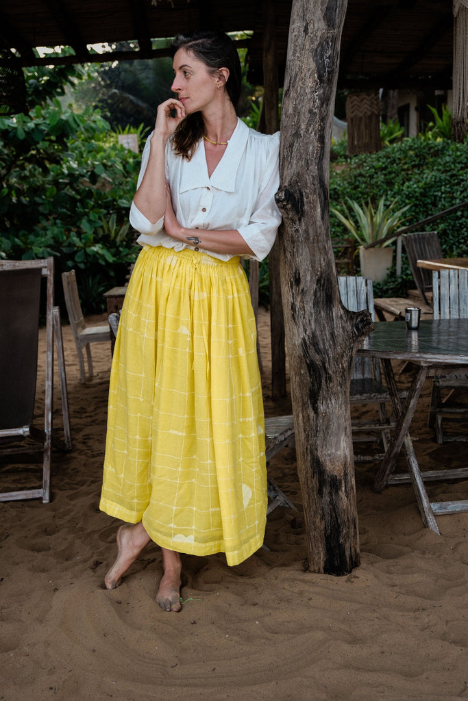 This Vintage blouse is made in collaboration between Erica Kim @ahistoryofarchitecture and World of Crow, Victorian collar, Jamdani Fabric,White detailing,Coconut buttons, Comfort fit, sustainably made