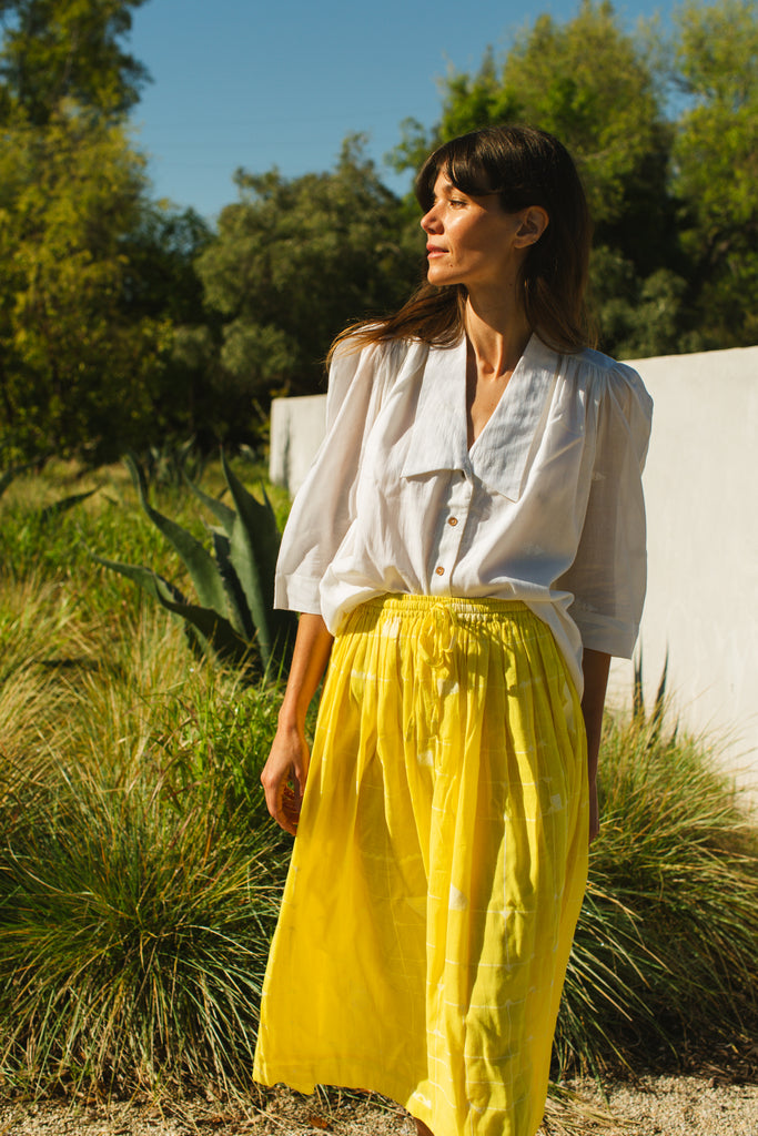 This Vintage blouse is made in collaboration between Erica Kim @ahistoryofarchitecture and World of Crow, Victorian collar, Jamdani Fabric,White detailing,Coconut buttons, Comfort fit, sustainably made