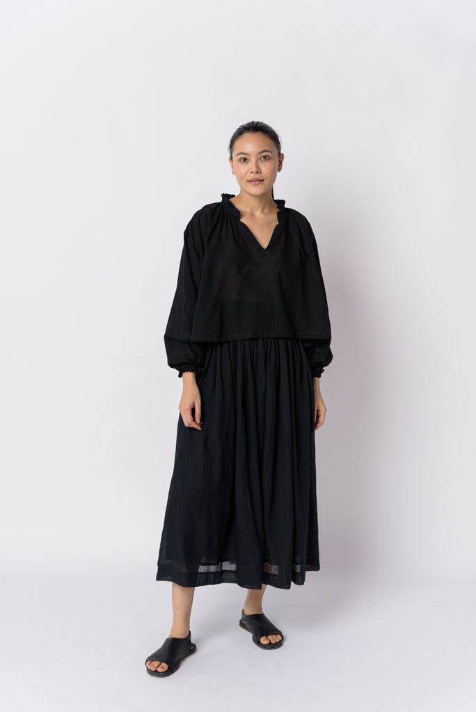 Black cotton flared top, sustainable women's clothing, sustainable women's fashion, organic clothing, organic cotton ladies clothing, cotton com clothing, cotton dress clothes, organic women's clothing, women's cotton clothing brands, minimal clothing brands, minimalist clothing shop