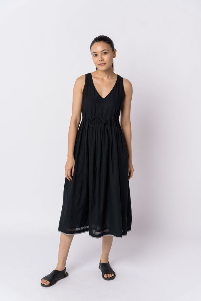 Black front tie-up dress, best sustainable women's clothing, clothing brands sustainable, organic jackets women's, women's organic dresses, cotton clothing website, organic cotton women's clothing, organic women's shirts, women's natural fiber clothing, minimal online shop, minimal store online