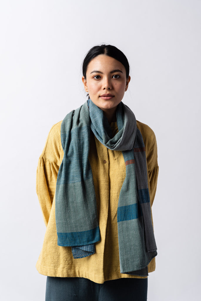 Blue handspun stole, women's ethical fashion, best sustainable clothing brands 2019, organic cotton clothing India, organic cotton jacket, cotton clothing India online, cotton on clothes for ladies, women's plus size natural fiber clothing, women's quality clothing brands, minimalist outfits fall, minimalist outfits summer