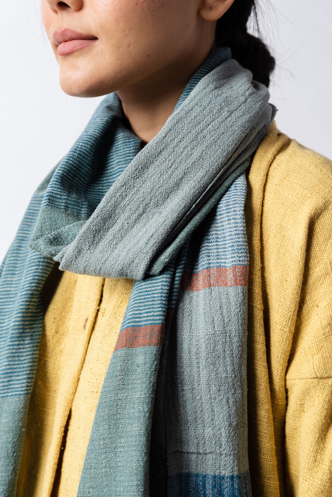 Blue handspun stole, women's ethical fashion, best sustainable clothing brands 2019, organic cotton clothing India, organic cotton jacket, cotton clothing India online, cotton on clothes for ladies, women's plus size natural fiber clothing, women's quality clothing brands, minimalist outfits fall, minimalist outfits summer