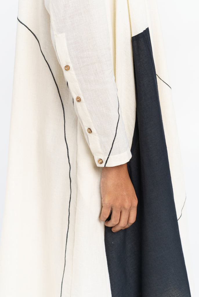 Colour-block midi dress, slow fashion clothing brands, sustainable and ethical clothing brands, organic clothing brands, organic cotton white dress, pure cotton clothing, soft cotton clothes for women's, 100 cotton shirts women's, 100 cotton women's tops, minimalist fashion brands, minimalist high fashion