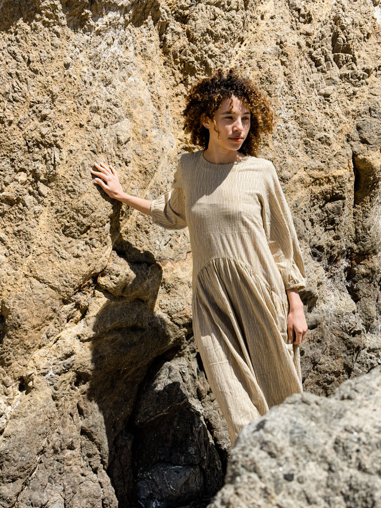 Hand Block Printed Gathered Midi Dress, ethically sourced clothing, good quality ethical clothing, best organic clothing, organic clothes shop, 100 pure cotton clothing, all cotton clothing line, organic pants women, organic women's pants, minimalist clothing brands, minimalist clothing companies