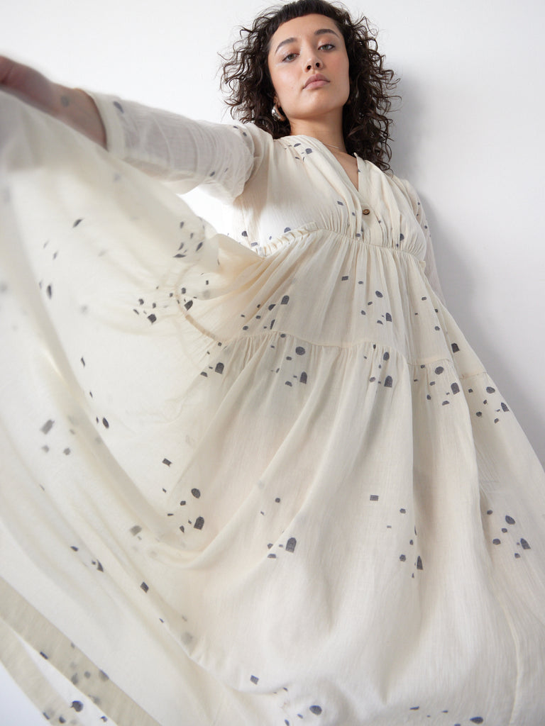 Scattering Weave Ruffle tiered Maxi, sustainably produced clothing, sustainably sourced clothing brands, womens organic clothing, 100 organic cotton pants, ladies cotton clothing, shop cotton clothing, 100 cotton women's, women's organic clothing, minimalist clothing style, minimalist outfits women