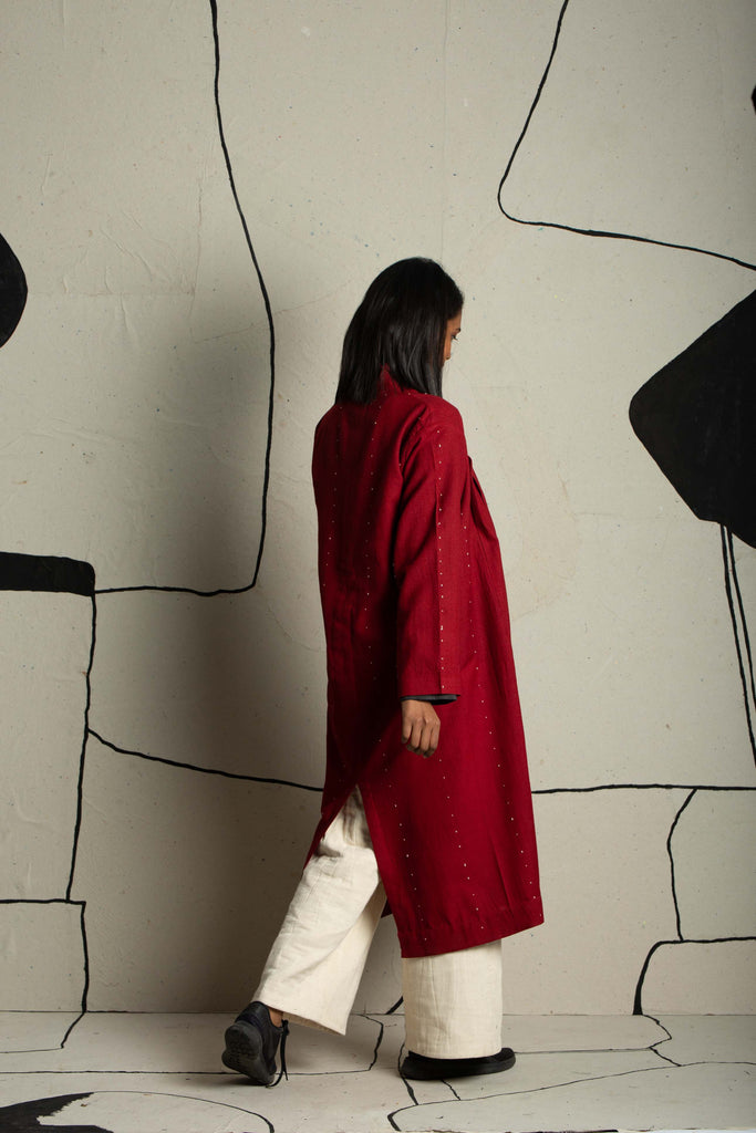 Turkey red pleated long jacket, clothing companies going green, clothing companies that help the environment, best organic cotton clothing, clothes made from organic cotton, classic clothing brands, closet wholesale clothing, best clothing brands for young women, best quality women's clothing, chic connection clothing, chic simple clothes